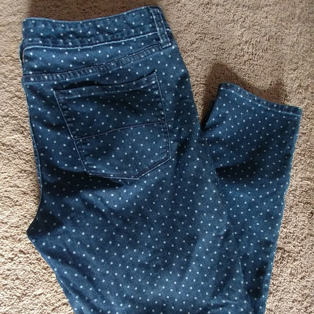 Merona Polka Dot Ankle Skinny Jeans 12